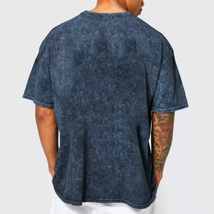 เสื้อยืดผู้ชายทรงหลวมสไตล์วินเทจ ผ้าฝ้ายถัก 100% ดีไซน์ใหม่ ราคาถูก ซักย้อมสีแบบแอซิดวอช  รับสั่งทำตามแบบ แห้งเร็ว ขายส่ง รับออเดอร์จำนวนมาก - Product Image 2