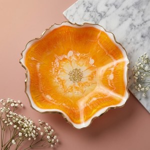 Cuenco de resina de lujo hecho a mano con diseño estilo ángel, plato de resina epoxi naranja hecho a mano, brillo cálido ámbar, cuenco grande de resina - Product Image 3