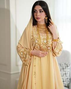 AWAIS HOUSE Women's Middle Eastern Ethnic Lightweight <b>Plus</b> <b>Size</b> Floor-Length Hand Beaded Sequined Georgette <b>Kaftan</b> Abaya Party - Product Image 4