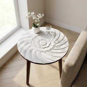 Wooden <b>Round</b> Coffee <b>Table</b>, Easy-to-Assemble Home Decor <b>Bedside</b> <b>Table</b>, Nightstand Coffee End <b>Table</b> for Living Room (Brown White) - Product Image 2