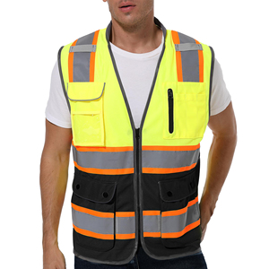 Breathable Reflective Safety Vest Industrial Strength High Vis Fabric Night <b>Work</b> Protection <b>Construction</b> Site Safety Clothing - Product Image 1
