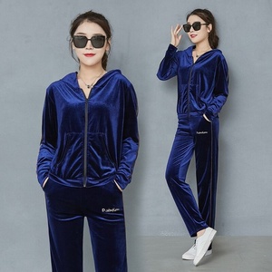 Now Trending Women's Half Zip Loose Casual Blank Hooded Track Suit Pullover Hoodie Survetement Velour Plain Velvet Sweat Suit - Product Image 4