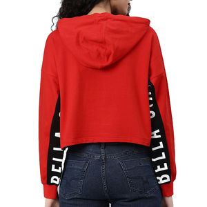 Sweat à capuche court tendance pour femme, léger, élégant, tie-dye, logo frontal, respirant, 100 % coton, noir, décontracté - Product Image 3