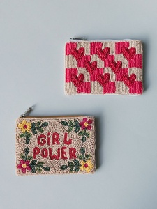 Handmade Floral Beaded Coin Purse Blue Hydrangea Zipper <b>Pouch</b> for Women and Girls St Patrick Day Suitable for Casual Travel - Product Image 1