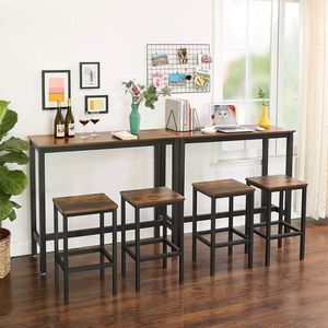 Table console rustique avec design rectangulaire de hauteur de bar, table de canapé vintage pour salon, espace étroit et mobilier de café - Product Image 3