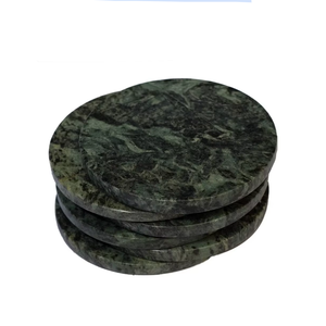 Posavasos de mármol verde de alta calidad en oferta, posavasos redondos de piedra de cristal para bebidas con soporte para café, para el hogar - Product Image 2