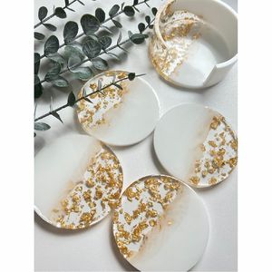 Eco-Friendly Natural Wood & Resin River Coaster | Artisan Crafted Swirl Pattern Cup Pad Housewarming Gift Wood Resin <b>Table</b> <b>Mat</b> - Product Image 5