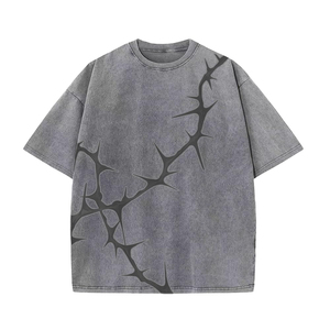 Wholesale Mens High Quality Oversized Acid <b>Wash</b> T Shirt Heavyweight Cotton Crew Neck Short Sleeve Stone Washed Tee Front Logo - Product Image 4