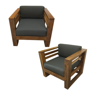 Sillón de Jardín para Exteriores, Madera Maciza, Asiento Acolchado para Patio, Muebles Modernos de Ocio para Villa u Hotel - Product Image 4