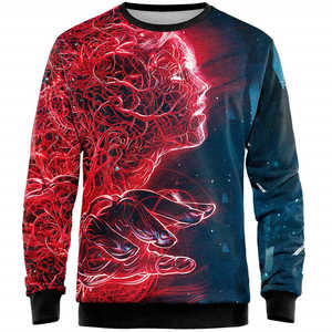 Men's Geometric <b>Wolf</b> Print Crew Neck Sweatshirt Regular Fit Casual Pullover Knitted Polyester Autumn Wear - Product Image 2