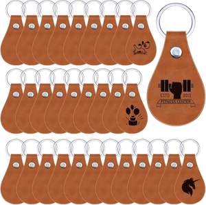 Kit de porte-clés en cuir DIY, porte-clés vierges en PU avec rivets, anneau porte-clés pour gravure laser, accessoires de clés personnalisés - Product Image 1