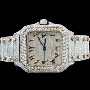 Reloj antiguo de Plata de Ley 925 para hombre, reloj de diamantes de moissanita con números arábigos personalizados, colección de ropa de fiesta - Product Image 3