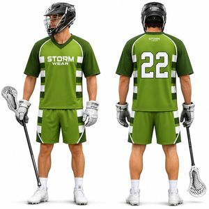 Conjunto de Uniforme de Lacrosse Sublimado Personalizado para Hombre, Jersey y Pantalones Cortos Transpirables de Secado Rápido, Kit de Equipo OEM, Uniforme de Lacrosse de Talla Grande - Product Image 4
