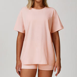 Custom Drop Shoulder T-Shirt Women Streetwear Cotton <b>Dress</b> Plain Women's T-Shirts Long for <b>Loose</b> Oversized Tshirt Women - Product Image 1