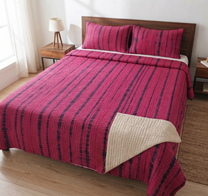 Handmade Floral Print Kantha <b>Quilt</b> 100% Cotton Reversible Patchwork Bedspread Blanket Boho <b>Bedding</b> All-Season Lightweight - Product Image 2