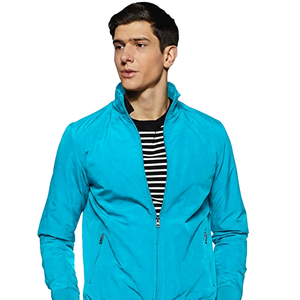 Chaqueta de Hombre Negra Cortavientos con Cierre Frontal y Cuello Alto, Prenda Exterior Casual de Otoño, Corte Regular, Exterior de Poliéster - Product Image 3