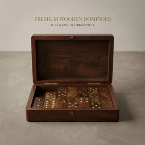 Jeu de dominos de luxe en bois de rose Aethelred Games, 28 tuiles, fabriqué à la main, boîte de rangement en bois portable, jeu d'intérieur - Product Image 5