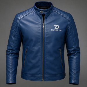 Dumela International – Nouvelle collection hiver : Blouson streetwear personnalisé en toile de cuir de vache véritable, avec fermeture éclair, bleu, pour l'extérieur - Product Image 1