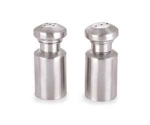 Restaurant-Grade Stainless Steel <b>Salt</b> & <b>Pepper</b> <b>Shakers</b> Mushroom-Style Metal Set - Product Image 2