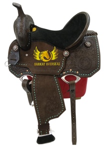 Custom New Genuine Leather Western Horse Saddle Barrel Racing Turquoise Buckstitch Portable Riding Dressage Custom logo - Product Image 3