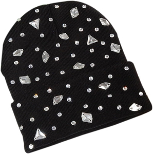 All Colors Are Available of Rhinestones Work on Overall Beanies Manufacturer Custom Rhinestones <b>Winter</b> Knitted Hats Beanie - Product Image 1