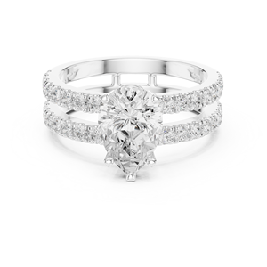 Pear Cut Moissanite Engagement <b>Ring</b> 925 Sterling <b>Silver</b> Women's Double Band <b>Solitaire</b> Wedding <b>Ring</b> Fine Jewelry - Product Image 2