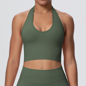 Women's <b>Navy</b> Blue Convertible Strap Others Mid Waist Active Stretch Seamless Breathable Yoga Sports Bra Shorts Front Logo - Product Image 4