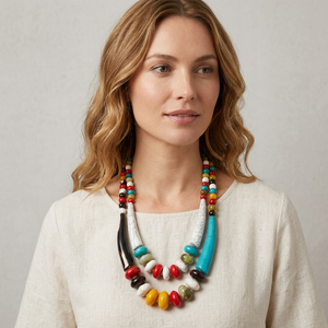 Collier en résine fait main avec perles et motif tourbillonnant, forme personnalisée, thème amour, multicolore, décoration de mariage, cadeau, bijoux - Product Image 1