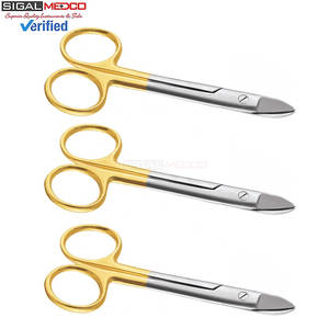 3 Tijeras Beebee con mango dorado y diseño de corona, curvas de precisión de 4.25 pulgadas, instrumentos quirúrgicos dentales manuales con certificación CE para tejidos finos - Product Image 2