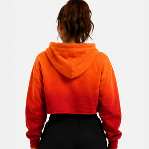 Sweat-shirt à capuche court pour femme, couleur unie, manches longues, style décontracté, vêtement d'automne, 100% coton, design personnalisé - Product Image 1