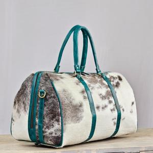 Bolsa de Viaje de Cuero Vacuno con Asas Marrones, Cierre de Cremallera, Gran Capacidad, Bolsa de Fin de Semana - Product Image 3