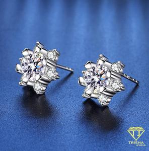 Luxury Floral Cluster Moissanite Diamond Earrings 925 Sterling <b>Silver</b> Wedding Gift For Women - Product Image 2