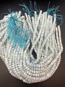 Perles de pierre d'aquamarine naturelle, facettées, forme rondelle, magnifique bleu marine, pierre précieuse de haute qualité pour bijoux - Product Image 4