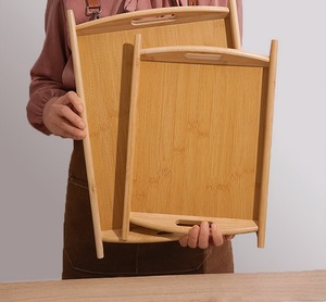 Elegant Modern Eco-friendly Designer Wooden Serving Tray Handmade Acacia Wood Butler <b>Tea</b> Coffee Ottoman <b>Set</b> of 3 - Product Image 4