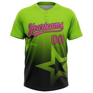 Jersey de Softbol Premium para Mujer, Verde con Estrellas Rosas, Sublimado, Malla Deportiva, Ropa de Equipo, Logotipo Personalizado, Nombre y Número, Venta al Por Mayor - Product Image 1