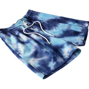 Shorts de bain pour hommes à séchage rapide, style tie-dye, avec cordon de serrage et taille élastique, décontractés pour l'été - Product Image 1