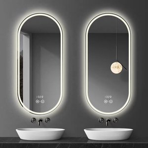 <span class=keywords><strong>Miroir</strong></span> rectangulaire moderne personnalisable à LED avec cadre en acier inoxydable et mur intelligent à commande tactile pour hôtels. - Product Image 5