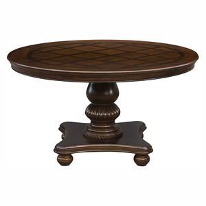 Tavolo da Pranzo Rotondo Tradizionale con Base a Piedistallo, Finitura in Ciliegio Marrone, Elegante Arredamento per Sala da Pranzo - Product Image 1