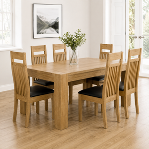 ARTERRA Premium Modern Teak Wood <b>Dining</b> <b>Table</b> Set <b>Extendable</b> Rectangular <b>Wooden</b> <b>Dining</b> Furniture with Chairs for Home Hotel - Product Image 5