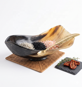 Eco-Friendly Natural Buffalo Horn Bowl Set with <b>Spoon</b> – Handcrafted Luxury <b>Serving</b> Bowl for Dry Fruits, Snacks & Table Décor - Product Image 1