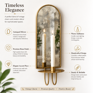 Modern Arched Mirrored Wall <b>Sconce</b> Brass <b>Candle</b> Holder Decorative Antique Mirror Wall Accent Luxury Home Décor for Living Room - Product Image 5