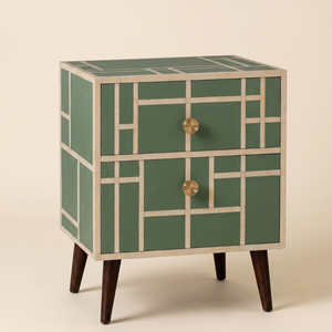 Modern Resin Inlay Nightstand <b>Bedside</b> <b>Table</b> Two Drawer Storage Cabinet for Bedroom Home Decor Furniture - Product Image 1