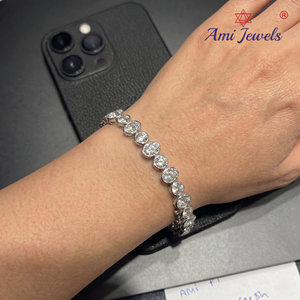 Pulsera de tenis de diamantes de oro blanco de 10K y 18.18 CT de Ami Jewels para mujer, elegante, ligera, para uso diario, con engaste de bisel, certificado IGI - Product Image 1