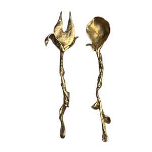 Ensemble cuillère et fourchette en métal doré fait main pour restaurant, utilisation au dîner, au meilleur prix - Product Image 1