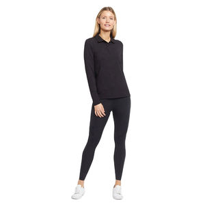Polo tendance pour femme à manches longues avec col contrastant, en coton doux imprimé, idéal pour un look décontracté ou professionnel - Product Image 4