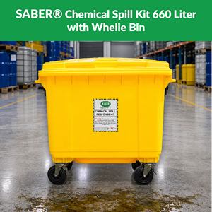 Chemical Spill Response Kit 660L Wheelie Bin Yellow Hazmat Absorbent Pads Socks Gloves - Product Image 3