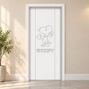 Porte intérieure décorative Snoopy en verre, finition moderne, porte en bois massif, ouverture manuelle, utilisation pour appartement et villa GA-30L - Product Image 1