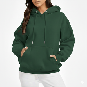 Sweat-shirt à capuche blanc pour femme, manches longues, en coton tricoté, couleur unie, pull avec poches, vêtements d'automne - Product Image 6