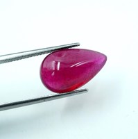 Pierre précieuse cabochon en rubis bleu naturel, 8,50 carats, taille poire, 16,5x10x5,5MM, HG-003, HAYAAT GEMS, origine Rajasthan, pour la fabrication de bijoux