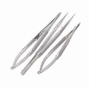 Ensemble de micro-porte-aiguilles, ciseaux et pinces Castroviejo, réutilisable, en acier inoxydable, certifié CE, pour instruments chirurgicaux - Product Image 1